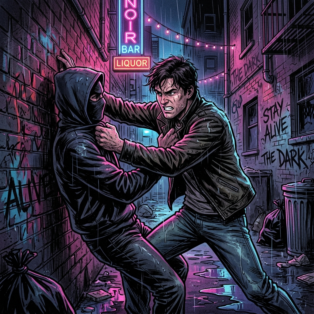 Fight scene illustration